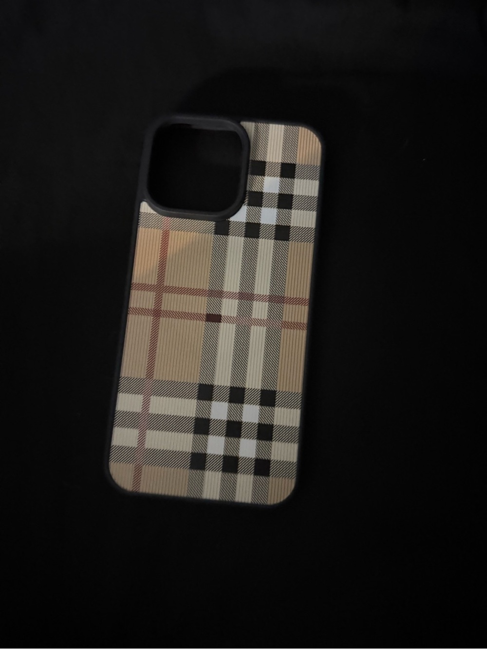 Plaid Pattern Protective Phone Case in Beige and Black